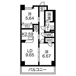 S-FORT鶴舞reale 2LDKの間取図画像