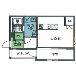 プリマベーラウエスト 1LDKの間取図画像