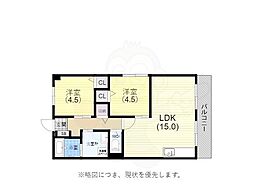 リバーサイドハイツ 2LDKの間取図画像