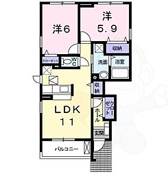 カレットカーサ 2LDKの間取図画像