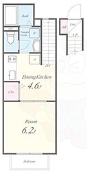 セレッソ八木 1DKの間取図画像
