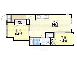 GardenPalace太寺 2LDKの間取図画像