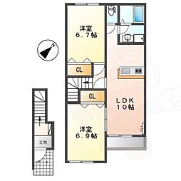 グランスターチス 2LDKの間取図画像