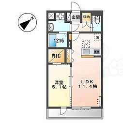 カーサドルチェ 1LDKの間取図画像