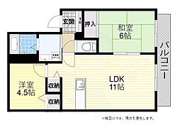 ディアス錦が丘 2LDKの間取図画像