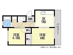 霞ケ丘関西マンション 2DKの間取図画像