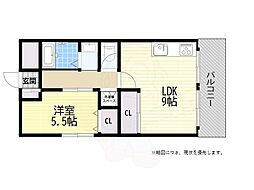 パインヒル向陽 1LDKの間取図画像