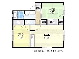 ベガ堀町C棟 2LDKの間取図画像