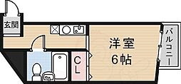 ル・パレ旗塚 1Kの間取図画像