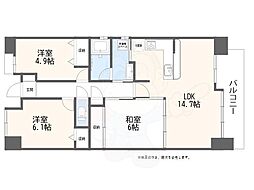 東急ドエルアルス西明石コースト 3LDKの間取図画像