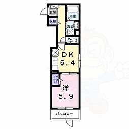 神戸市垂水区山手3丁目アパート 1DKの間取図画像