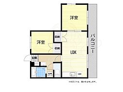 オーセンティックスクエア大久保 2LDKの間取図画像