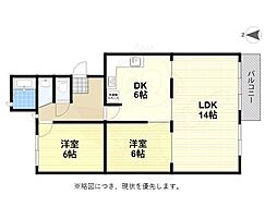 垂水高丸住宅4号棟 2LDKの間取図画像