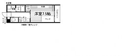 ノース黒髪 1Kの間取図画像
