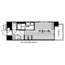 ブリスラ新町 1Kの間取図画像