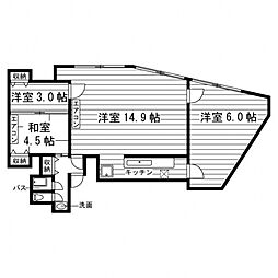 第16木上ビル 2SLDKの間取図画像