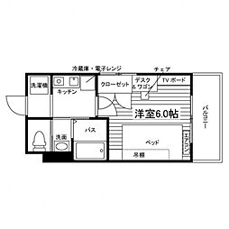 学生会館 スプランドゥール福大前[食事付き] 4階1Kの間取り