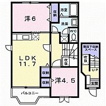 エヴァーグリーン　Ａ 201 ｜ 香川県観音寺市南町1丁目11番48号（賃貸アパート2LDK・2階・58.12㎡） その2