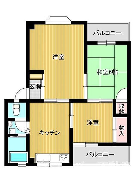 第2高尾マンション 1－2｜香川県坂出市江尻町(賃貸マンション3DK・1階・51.59㎡)の写真 その2