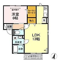 アンジュール山北 A棟 202 ｜ 香川県丸亀市山北町（賃貸アパート1LDK・2階・45.45㎡） その2