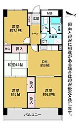 豊国若松スカイマンション 4DKの間取図画像