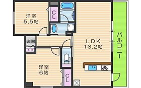 ERBA  ｜ 大阪府大阪市北区天神橋8丁目9-10（賃貸マンション2LDK・7階・54.25㎡） その2