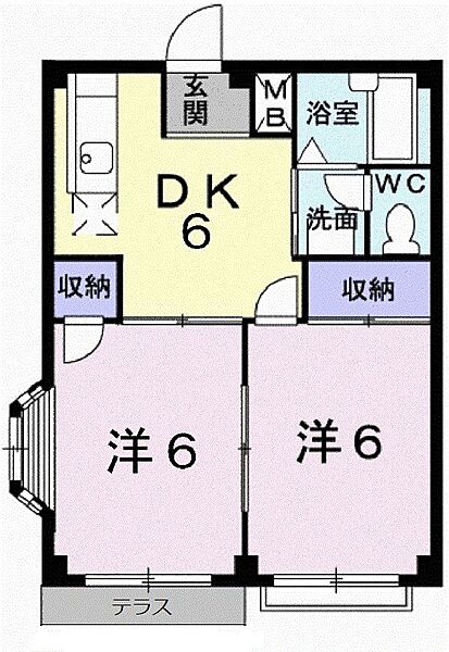 エルディム田口Ｂ 102｜静岡県裾野市富沢(賃貸アパート2DK・1階・39.60㎡)の写真 その2