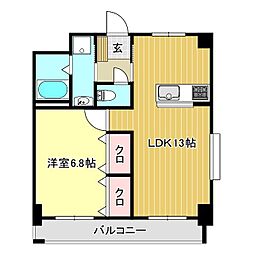 グランドセダー白銀 4階1LDKの間取り