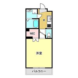 ヴィガラス7 4階1Kの間取り