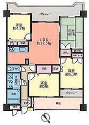 サンライフ清見 4LDKの間取図画像