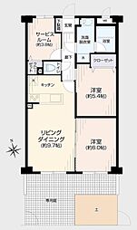 朝日パリオ武蔵小金井 2SLDKの間取図画像