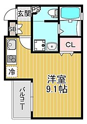 カーサヴィヴァーチェ ワンルームの間取図画像