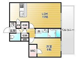 カーサフェリーチェ 1LDKの間取図画像