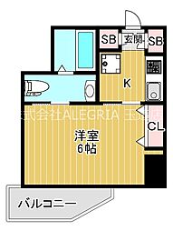 WORLDEYE大阪城EASTADVANCE 1Kの間取図画像