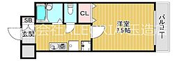 グランドタワー森之宮サウス 1Kの間取図画像