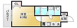 Luxe緑橋 1Kの間取図画像
