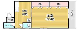 アレーズコート 1DKの間取図画像