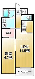 シュエットメゾン 1LDKの間取図画像