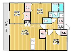 スプランディッド玉造DUE 2SLDKの間取図画像