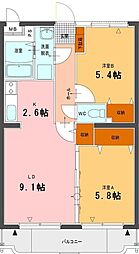 アスアマンション中大久保 2LDKの間取図画像