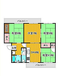 県公社宝塚西山住宅1号 4DKの間取図画像