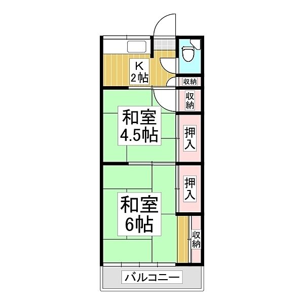 松栄荘 ｜長野県諏訪市小和田(賃貸アパート2K・2階・29.16㎡)の写真 その2