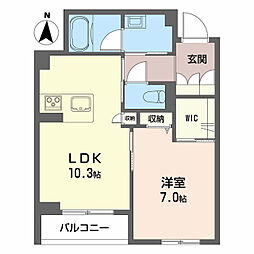 シャーメゾン春の宮 2階1LDKの間取り