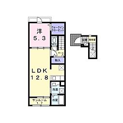 ラフィネポワール　2 2階1LDKの間取り