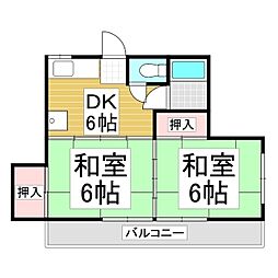 清水ビル 2DKの間取図画像