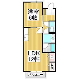 サープラス原田 1LDKの間取図画像