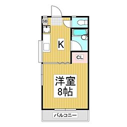 ハイツナカザワ 1Kの間取図画像