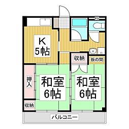 カネトハイツ 2Kの間取図画像