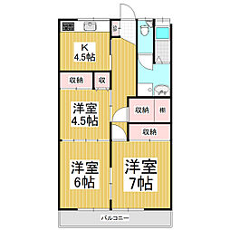 渋崎マンション 3Kの間取図画像