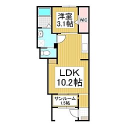 レコンフォール・K 1LDKの間取図画像